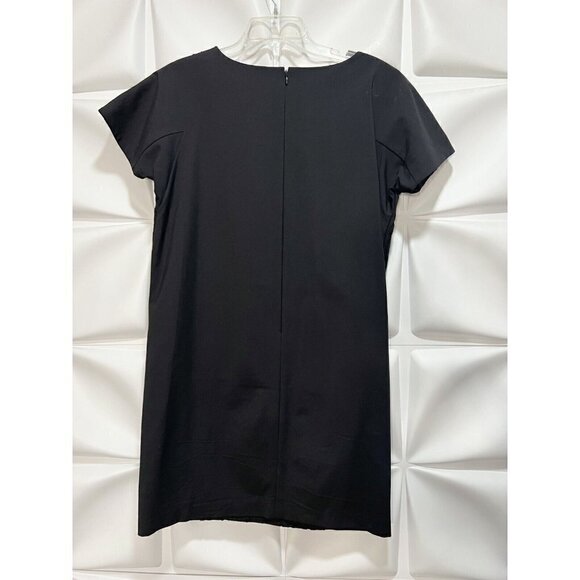 Lafayette 148 Sz P / XS Solid Black Embroidered Stretch Oversized Shift Dress - Picture 3 of 6